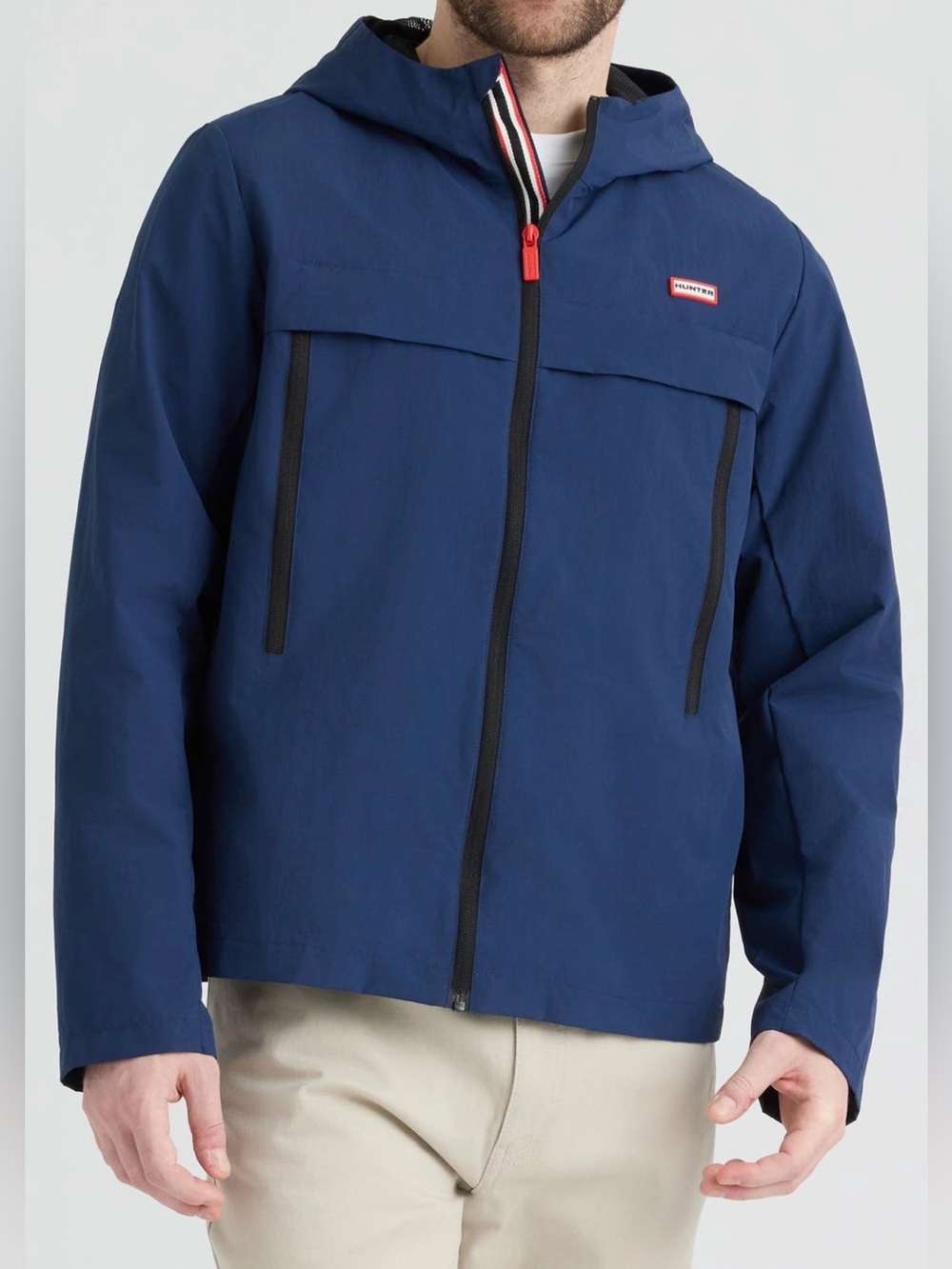 Hunter Navy Hooded Water Resistant Jacket. Size XL.